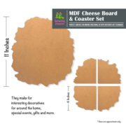 Wooden Cheese Board & Coasters Set | MDF | Blank | Style 01