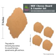 Wooden Cheese Board & Coasters Set | MDF | Blank | Style 03