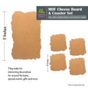 Wooden Cheese Board & Coasters Set | MDF | Blank | Style 04
