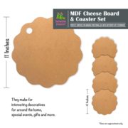 Wooden Cheese Board & Coasters Set | MDF | Blank | Style 05
